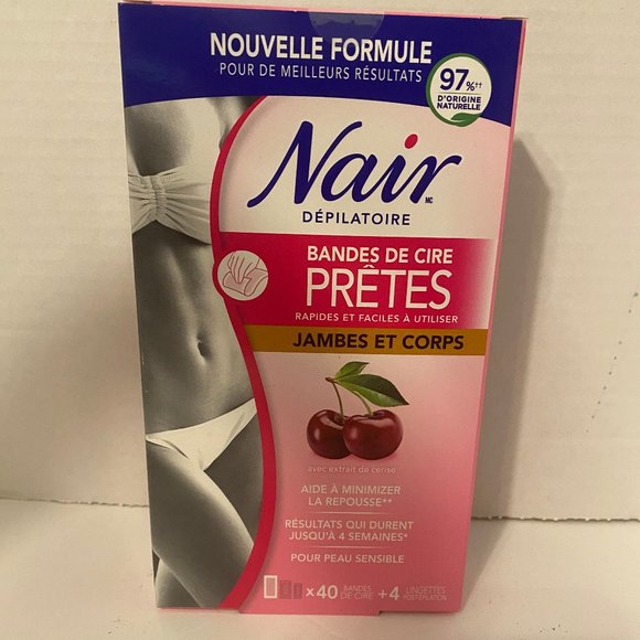 NEW  Nair Wax  Ready Strips For Legs & Body With Cherry Extract 40ct - Picture 2 of 2